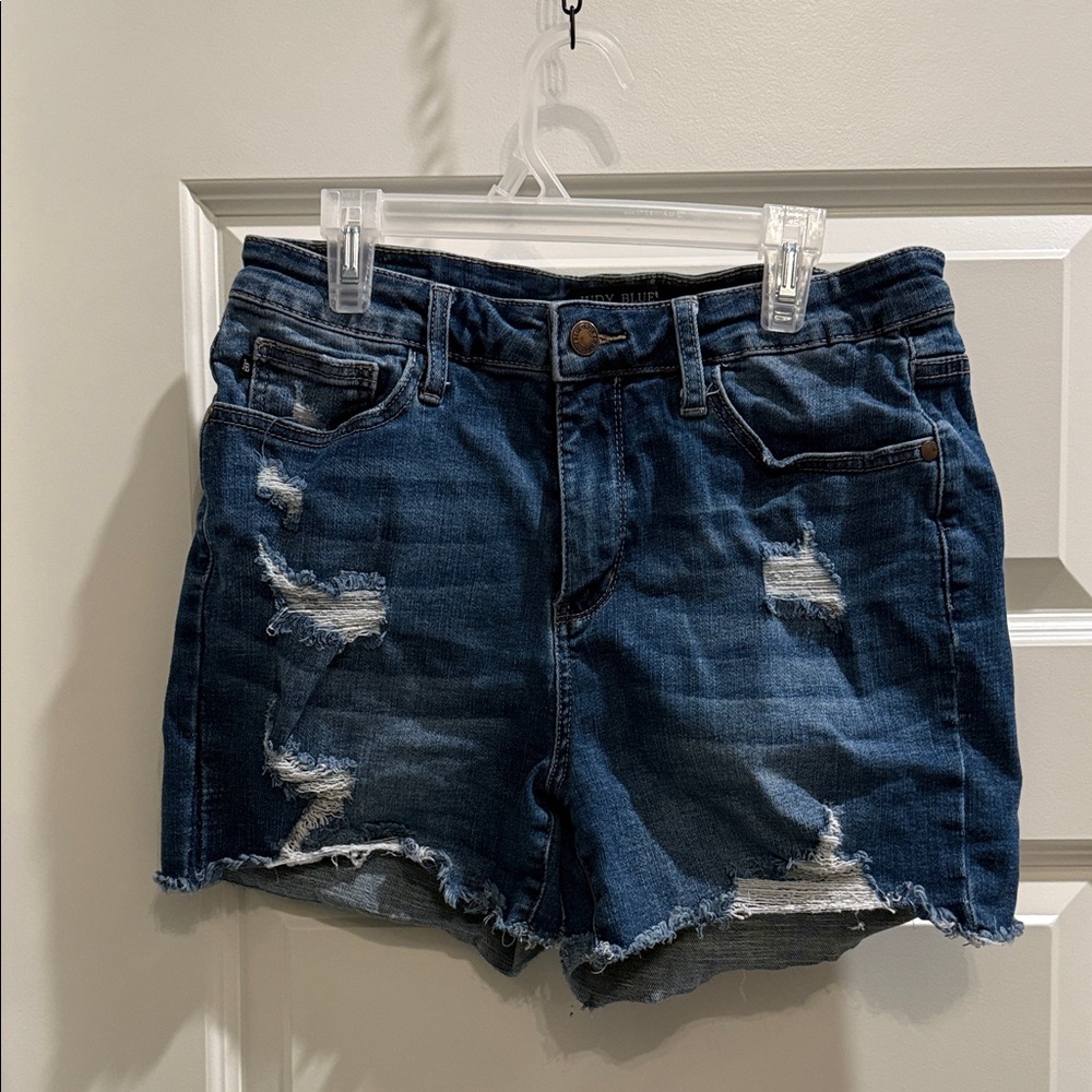 Los Angeles Judy Blue Dark Blue Distressed Jean Shorts